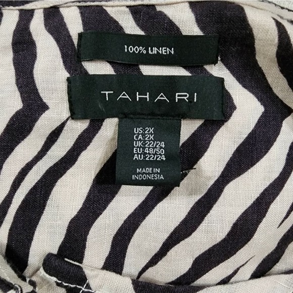 Tahari 100% linen zebra print button up tunic plus size 2X new!!! - Picture 5 of 6